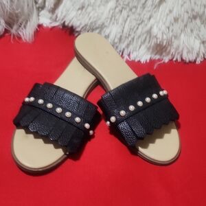 Kate Spade Stasie Black Pearl Slide Sandals